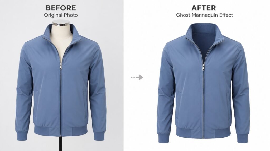 Before and after clothing editing comparison